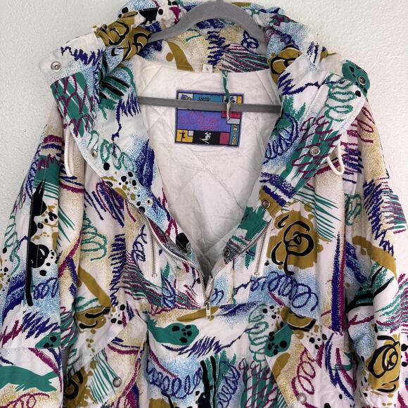 Vintage S Oliver Sport Jacket Large Retro Abstract Anorak Ski Snowboard 90s - Picture 9 of 13